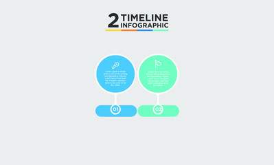 2 step timeline infographic element. Business concept with two options and number, steps or processes. data visualization. Vector illustration.