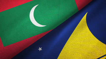 Maldives and Tokelau two flags textile cloth, fabric texture