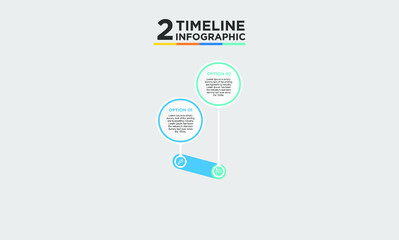 2 step timeline infographic element. Business concept with two options and number, steps or processes. data visualization. Vector illustration.