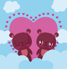Love bears cartoons vector design