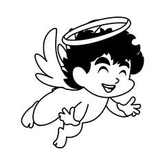 cute cupid angel on white background , valentines day