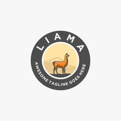 Vector Logo Illustration Alpacas Elegant Vintage Badge