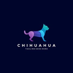 Vector Logo Illustration Chihuahua pose Gradient Colorful