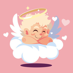 cupid angel sleeping on a cloud, valentines day