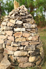 stone pagoda on the background 