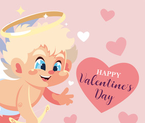 greetings card for valentines day, sweet cupid angel