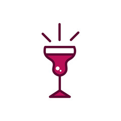 wine glass celebration drink beverage icon line and filled