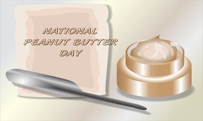 National Peanut Butter Day Sign and Illustration