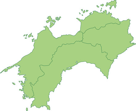 四国地方の地図_都道府県ごとに色を変えられます