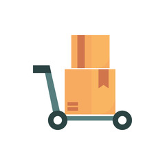 hand cart with pile boxes business commerce shopping