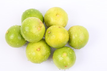 Fresh lime with water drops Isolated on white