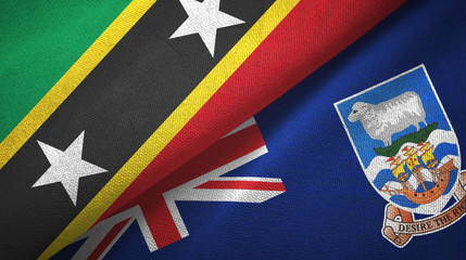 Saint Kitts and Nevis and Falkland Islands two flags textile cloth