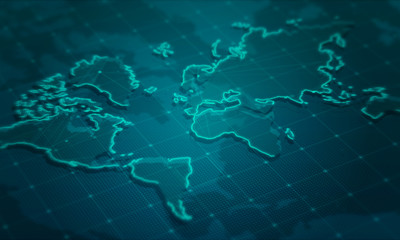 World map digital technology concept.Business networking background