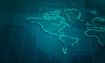 World map digital technology concept.Business networking background