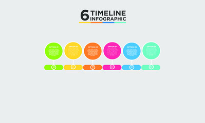 6 step timeline infographic element. Business concept with three options and number, steps or processes. data visualization. Vector illustration.