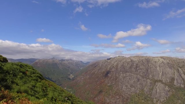 rocky mountain ridges pine tree forest peneda geres Portugal 4k	
