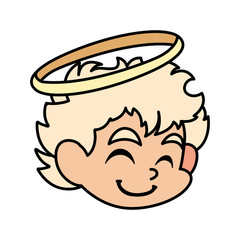 head of cute cupid angel on white background