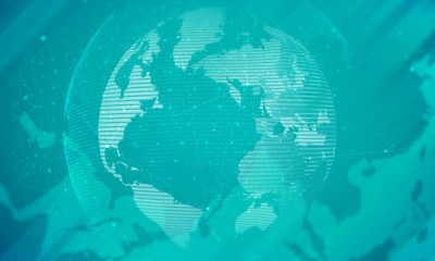 World map digital technology concept.Business networking background
