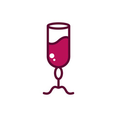 wine glass celebration drink beverage icon line and filled