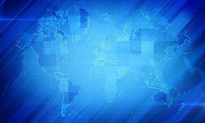 World map digital technology concept.Business networking background