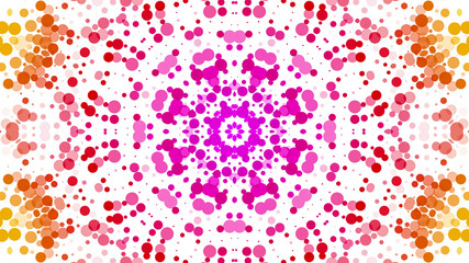 kaleidoscope patterns of multicolored round particles on a white background. abstract background. 3d render illustration