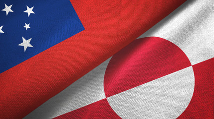 Samoa and Greenland two flags textile cloth, fabric texture