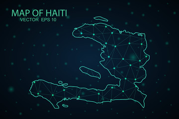 Fototapeta na wymiar Map of haiti. Wire frame 3D mesh polygonal network line, design sphere, dot and structure. communications map of haiti. Vector Illustration EPS10.