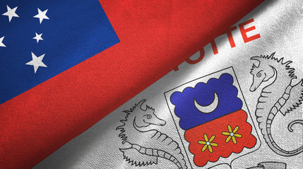 Samoa and Mayotte two flags textile cloth, fabric texture