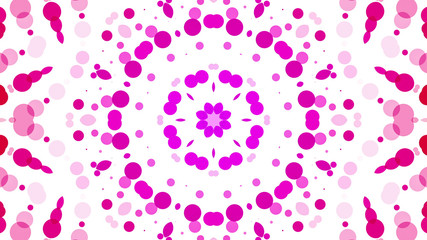 kaleidoscope patterns of multicolored round particles on a white background. abstract background. 3d render illustration
