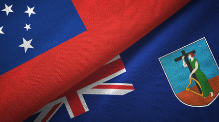 Samoa and Montserrat two flags textile cloth, fabric texture
