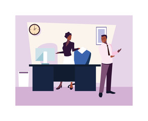 couple of people business in the work office, coordinated work in friendly team in the office