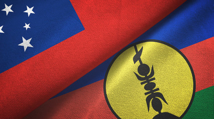 Samoa and New Caledonia two flags textile cloth, fabric texture