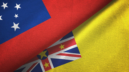 Samoa and Niue two flags textile cloth, fabric texture