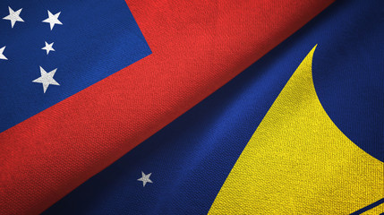 Samoa and Tokelau two flags textile cloth, fabric texture