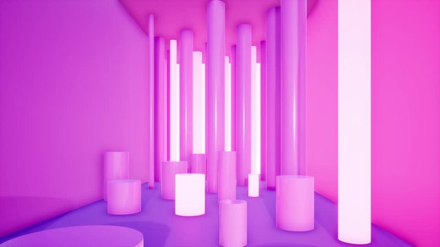 abstract motion background with tubes, pink and purple neon, modern illumination, 4k animation 3d render
