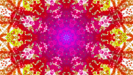 Obraz na płótnie Canvas kaleidoscope patterns of multicolored round particles on a white background. abstract background. 3d render illustration