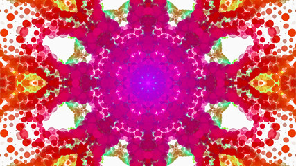 kaleidoscope patterns of multicolored round particles on a white background. abstract background. 3d render illustration
