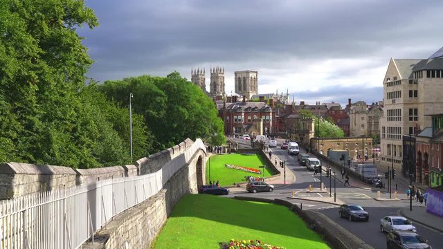 York Minster with York City from the city wall, England, UK