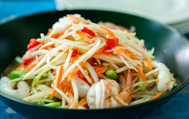 Thai food papaya salad very spicy 