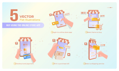 Buy items using the online shop application on collection set