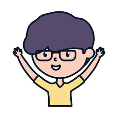 young guy hands up celebration cartoon character