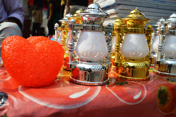 beautiful LED electric lanterns are displayed for sell on the eve of new year