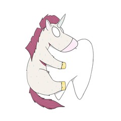 ilustración de unicornio sobre diente 