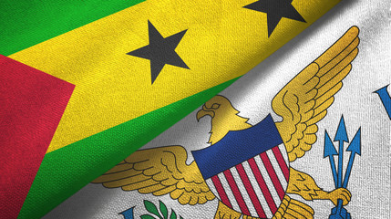 Sao Tome and Principe and Virgin Islands United States two flags textile cloth