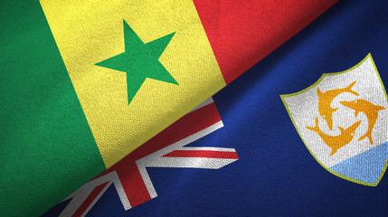 Senegal and Anguilla two flags textile cloth, fabric texture