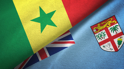 Senegal and Fiji two flags textile cloth, fabric texture