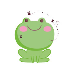 frog and flies farm animal cartoon background