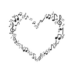 Heart Music note design on white background.