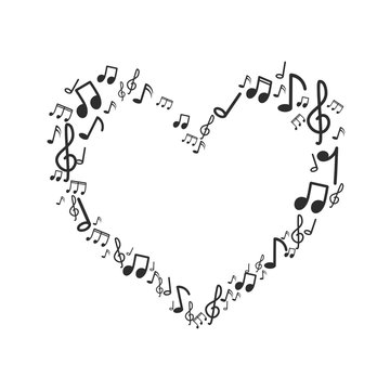 Heart Music note design on white background.