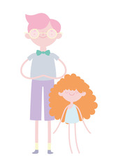 happy valentines day, young man and little cupid with curly hair